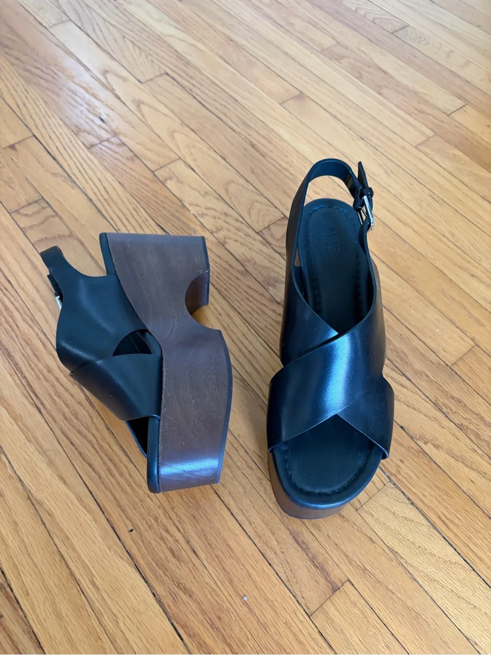 Black Leather Paige Platform Sandals